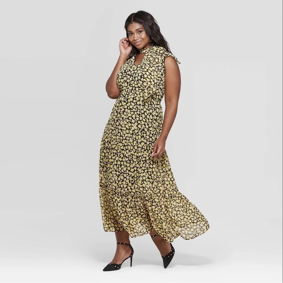 Who What Wear Dresses & Skirts - Who What Wear Yellow and Black Floral Maxi Dress